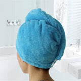 serviette microfibre pour cheveux, coloris bleu